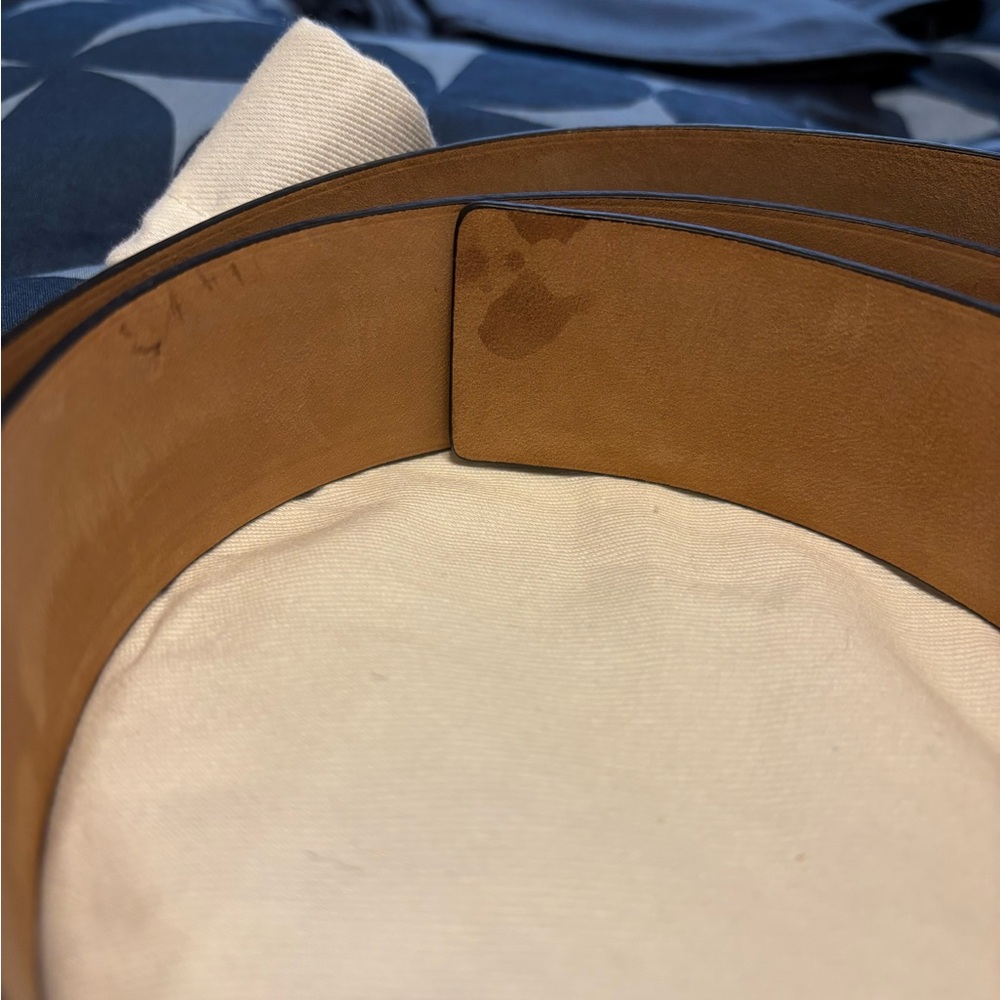 MaxMara Tan Leather Belt with Silver M Buckle - Picture 3 of 6